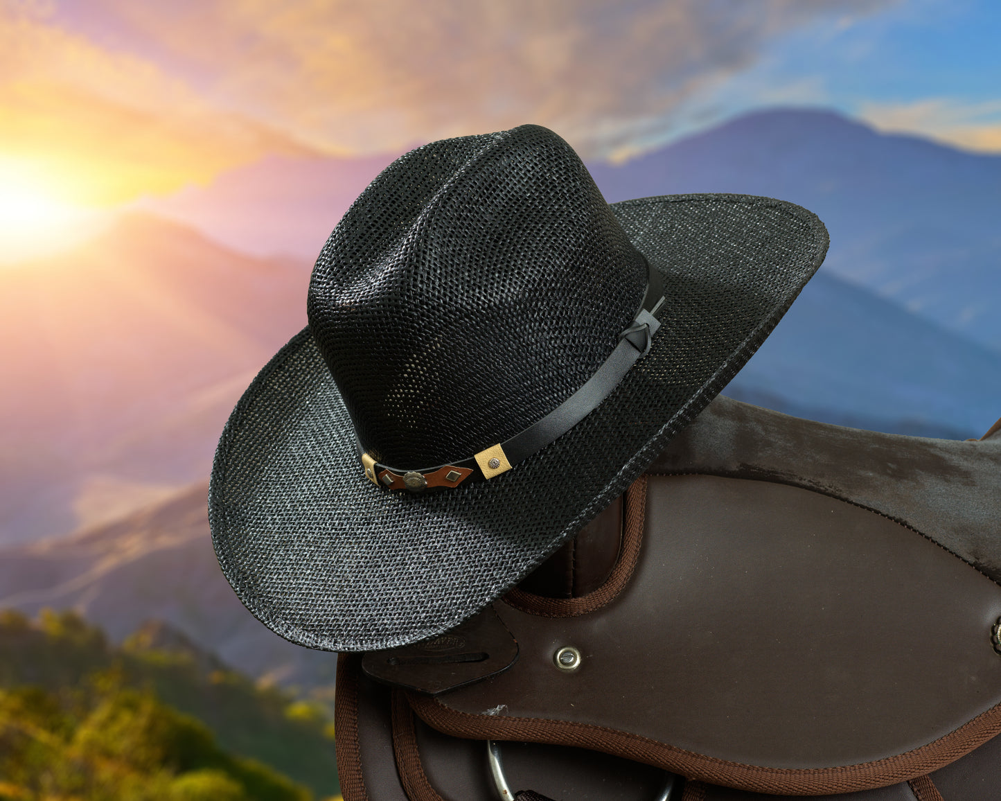 17577 Mesh Black Cowboy Hat